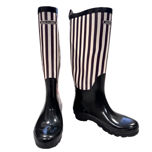 Henri Bendel Tall Signature Stripe Rain Boots Women's 9 - Picture 5 of 10